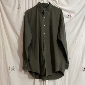 Ralph Lauren BLAKE Men's Olive Green Button-Down Shirt LARGE